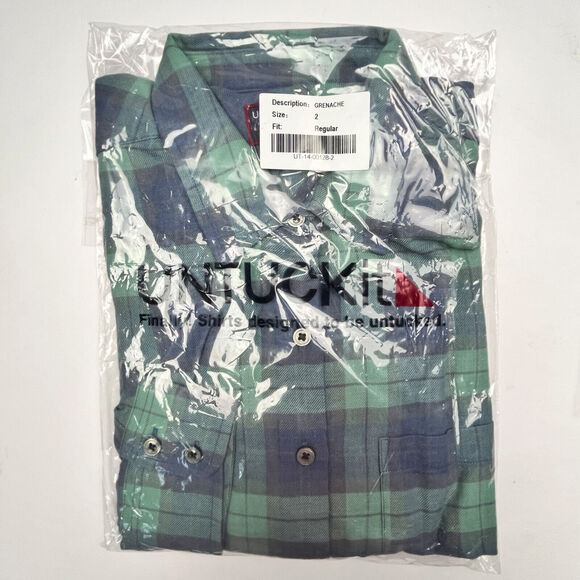 UNTUCKit Womens Grenache Shirt Green Blue Plaid Button Down Long Sleeve 2 NWOT - Picture 1 of 4